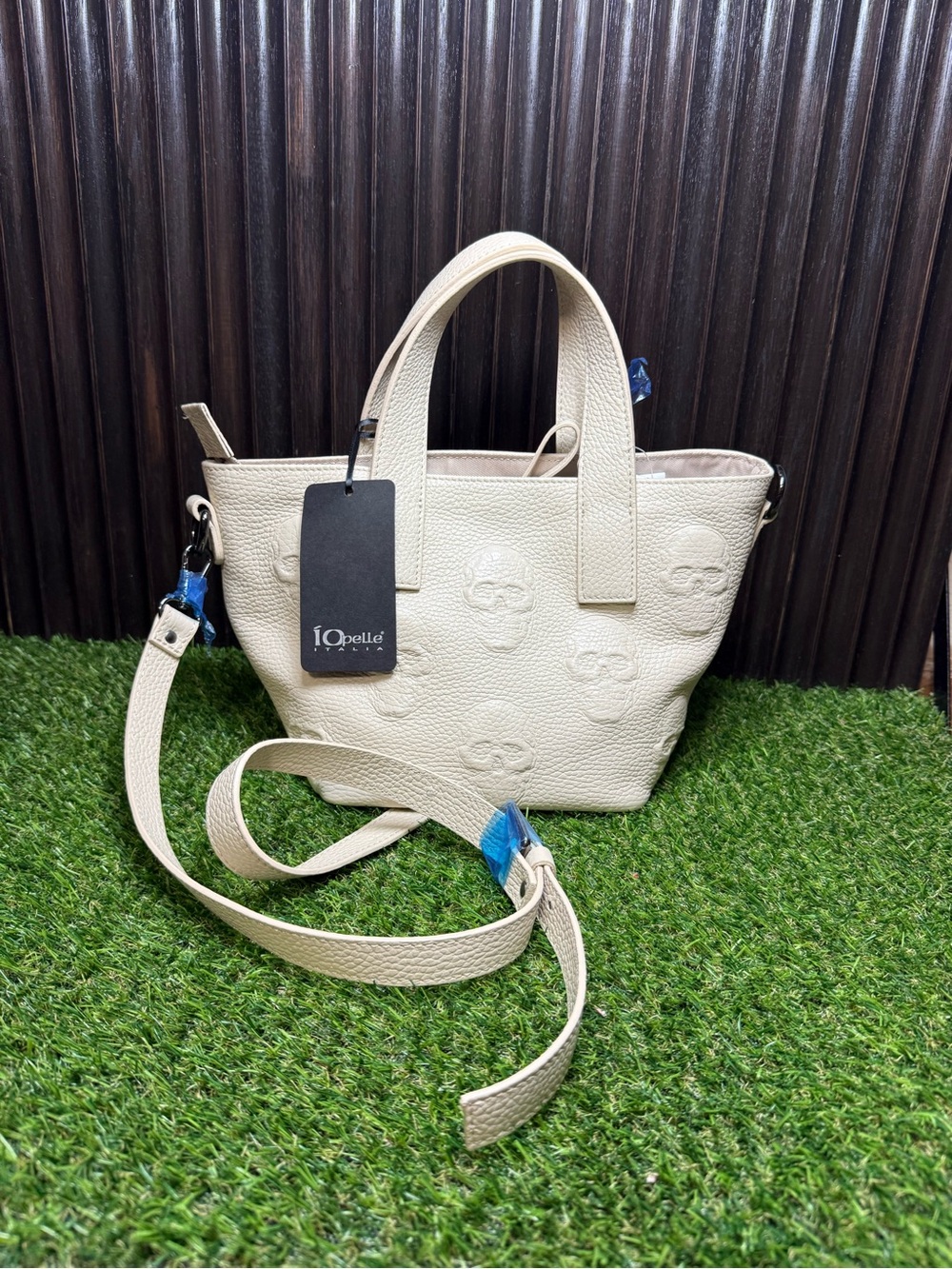 NWT IO Pelle Italia  Skull White Crossbody Bag Leather Made in Italy
